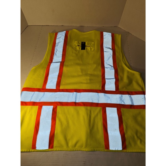 High VIS Vest Men's Large Yellow Orange Reflective Mesh Towing Highway - Picture 7 of 10